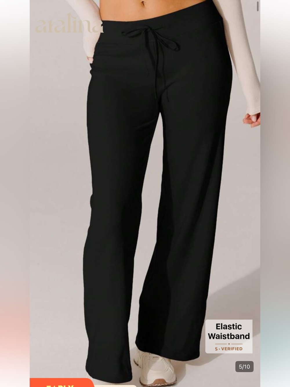 SHEIN Black Wide-Leg Drawstring Pants